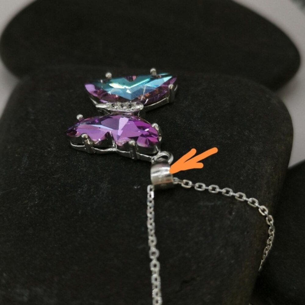 Swarovski Modern Purple Butterfly sterling silver Pendant Necklace - Picture 6 of 8